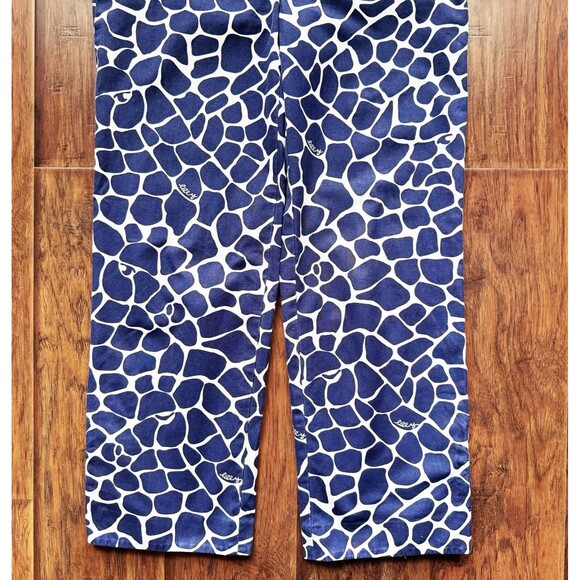 🦒Lilly Pulitzer Giraffe Print Palm Beach Fit Cropped Pants Sz 4 Navy Cute Preppy - Picture 7 of 16
